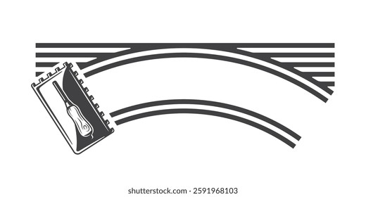 Trowel laying floor tiles and cement adhesive. Texture of cementitious adhesive from a trowel for laying wall tiles. Vector illustration