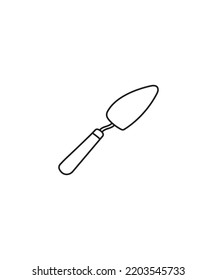 Trowel line art vector. Trowel outline vector icon isolated on white background. Working tool vector. line art. coloring sheet for kids