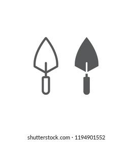 Trowel line and glyph icon, tool and repair, bricklayer sign, vector graphics, a linear pattern on a white background, eps 10.