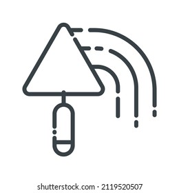 Trowel line icon side view isolated on white transparent background. Symbol of construction industry.