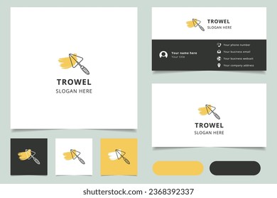 Trowel logo design with editable slogan. Branding book and business card template.