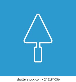 trowel outline icon, isolated, white on the blue background. Exclusive Symbols 