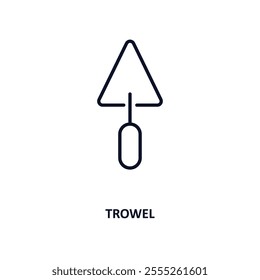 trowel outline icon.  Thin line icon from construction tools collection. Editable vector isolated on white background