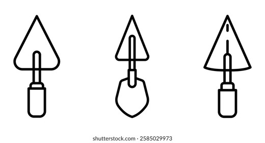 trowel outline or line icon design bundle.