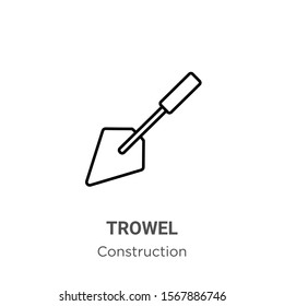 Trowel outline vector icon. Thin line black trowel icon, flat vector simple element illustration from editable construction concept isolated on white background