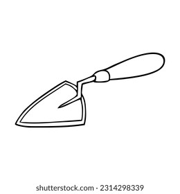 trowel outline vector illustration,isolated on white background,top view