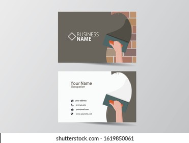 trowel plastering modern business card. facade work visiting card template two sides