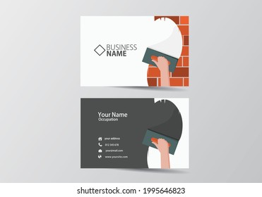 trowel plastering modern business card. facade work visiting card template two sides
