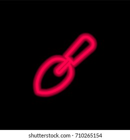 Trowel red glowing neon ui ux icon. Glowing sign logo vector