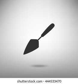 Trowel sign illustration. Dark gray icon with shadow on floor.