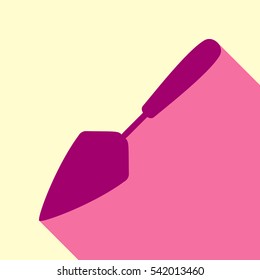 Trowel sign illustration. Flirt color icon with cyclamen flat style shadow path on cream background.