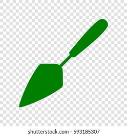 Trowel sign illustration. Vector. Dark green icon on transparent background.