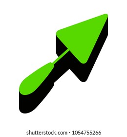 Trowel sign. Vector. Green 3d icon with black side on white background. Isolated.