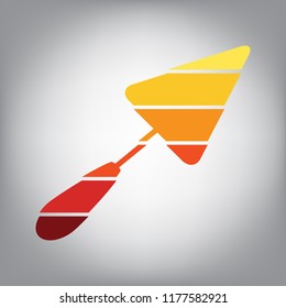 Trowel sign. Vector. Horizontally sliced icon with colors from sunny gradient in gray background.