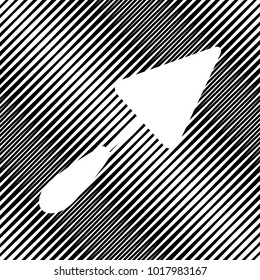 Trowel sign. Vector. Icon. Hole in moire background.