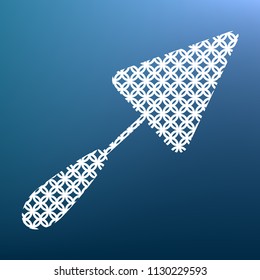 Trowel sign. Vector. White textured icon at lapis lazuli gradient background.