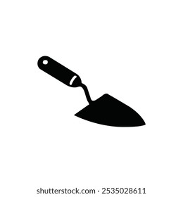 Trowel silhouette vector illustration on white background. Trowel isolated on white background.