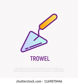 Trowel thin line icon. Modern vector illustration of work tool for construction.