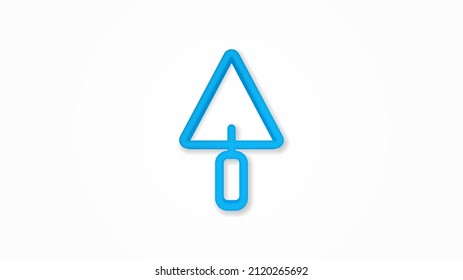 trowel tool 3d line flat color icon. Realistic vector illustration. Pictogram isolated. Top view. Colorful transparent shadow design.