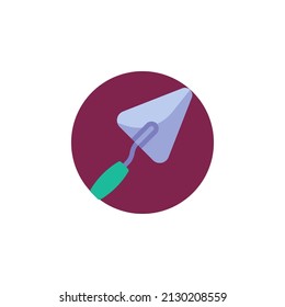 Trowel tool flat icon. Round colorful button, circular vector sign. Flat style design