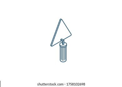 trowel tool isometric icon. 3d vector illustration. Isolated line art technical drawing. Editable stroke