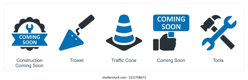 Trowel And Traffic Cone Icon Concept