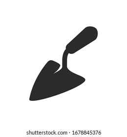 trowel vector icon. Black on white symbol