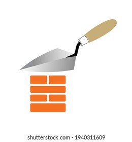 trowel vector icon isolated on white