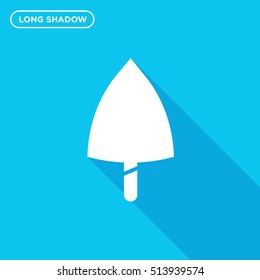 Trowel vector icon on blue background with long shadow