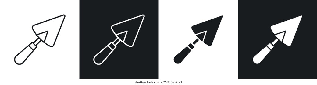 Trowel vector icon set in black and white. EPS 10 illustration