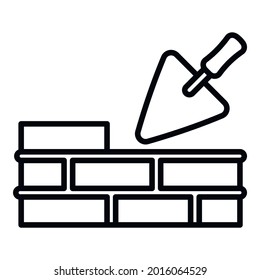 Trowel wall brick icon. Outline trowel wall brick vector icon for web design isolated on white background