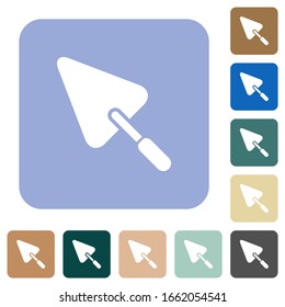 Trowel white flat icons on color rounded square backgrounds