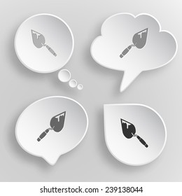 Trowel. White flat vector buttons on gray background.