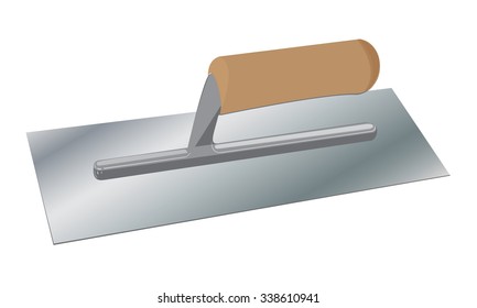 Trowel wooden handle. Vector trowel wooden handle on isolated white background.