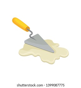 Trowel with a yellow handle. Vector illustration on white background.