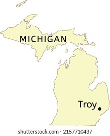 Troy city location on Michigan map