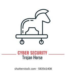 Troy Horse Thin Line Icon. Internet Security Mono Weight Icon.