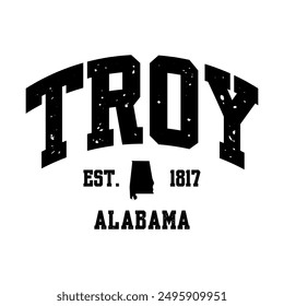 Troy text effect vector. Editable college t-shirt design printable text effect vector