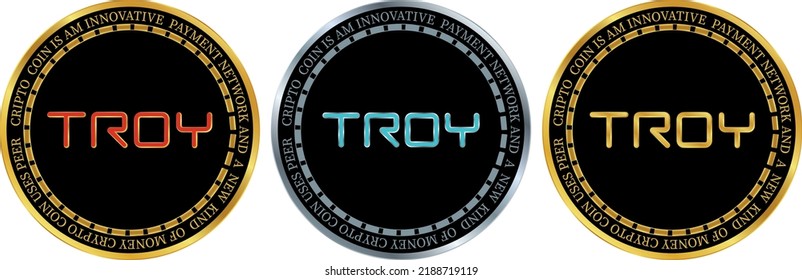 troy virtual currency. vector illustrations. 3d illustrations.