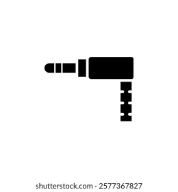 TRS Audio Connector, 3.5 Mini Jack Plug Solid Flat Vector Icon Isolated on White Background.