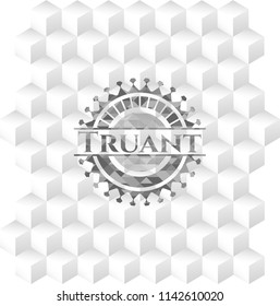 Truant grey badge with geometric cube white background