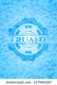 Truant light blue emblem with triangle mosaic background