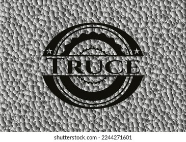 Emblema negro de truce con fondo de burbujas grises. Vintage. Ilustración vectorial. Detallado. 
