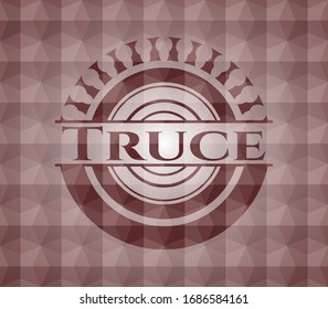 Truce red emblem with geometric background. Seamless.