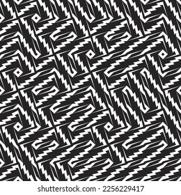 Truchet geometric pattern with jagged lines and zigzag in black and white