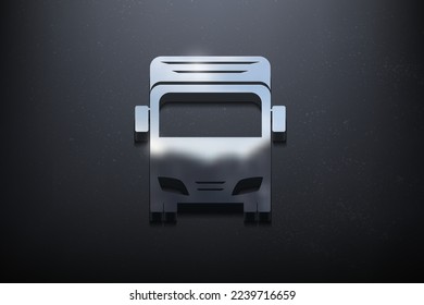 Truck 3D Logo Design, Shiny Mockup Logo with Textured Wall. Realistic Vector