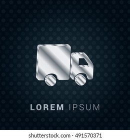 Truck 3D silver/platinum metallic chromium precious Icon / Logo Design