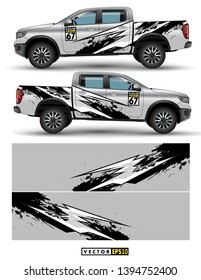 truck 4 wheel drive and car graphic vector. abstract lines with gray background design for vehicle vinyl wrap