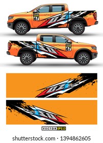 truck 4 wheel drive and car graphic vector. abstract lines with Orange background design for vehicle vinyl wrap