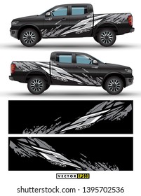 truck 4 wheel drive and car graphic vector. Splash pattern abstract lines with black background design for vehicle vinyl wrap